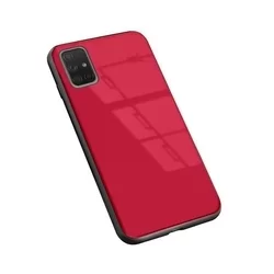 Telefontok Samsung Galaxy A71 - Forcell piros üveg hátlaptok-1