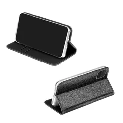 Telefontok Samsung Galaxy A71 - fekete Shiny mágneses szilikon keretes könyvtok-1