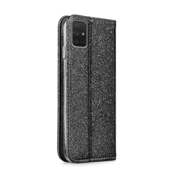 Telefontok Samsung Galaxy A71 - fekete Shiny mágneses szilikon keretes könyvtok-2