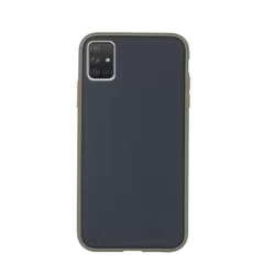 Telefontok Samsung Galaxy 71 - áttetsző fekete műanyag hátlaptok, zöld matt szilikon kerettel-1