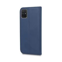 Telefontok Samsung Galaxy A51 - Smart Magnetic kék szilikon keretes mágneses könyvtok-1