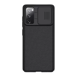 Telefontok Samsung Galaxy S20 FE - Nillkin csúsztatható kameravédős fekete hátlap tok-1