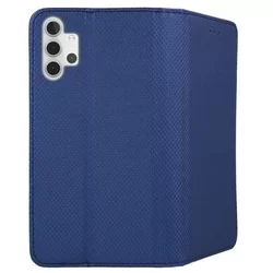 Telefontok Samsung Galaxy A32 5G - kék mágneses szilikon keretes könyvtok-1