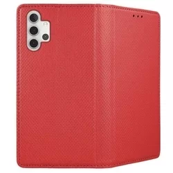 Telefontok Samsung Galaxy A32 5G - piros mágneses szilikon keretes könyvtok-1