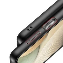 Telefontok Samsung Galaxy A12 - Dux Ducis Fino fekete műanyag tok, szilikon kerettel-1