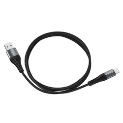 Kábel: HOCO X38 - fekete szövet USB / TYPE-C (USB-C) gyorstöltő 1m kábel, 3A-2