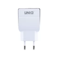 Töltő: UNIQ - 2USB portos fehér hálózati gyors töltőfej 2,4A + USB / Type-C (USB-C) adatkábel (1m)-1