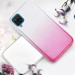 Telefontok Samsung Galaxy A12 - Ezüst / pink Shiny tok-2