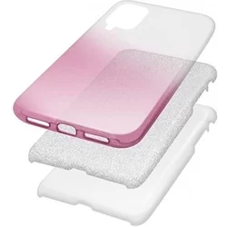 Telefontok Samsung Galaxy A12 - Ezüst / pink Shiny tok-4
