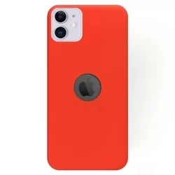 Telefontok iPhone 12 Pro - piros pastel szilikon tok (Apple logónál kivágással)-1