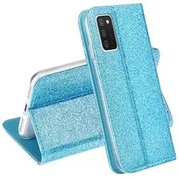 Telefontok Samsung Galaxy A02s - kék Shiny mágneses szilikon keretes könyvtok-3