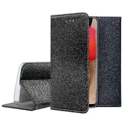 Telefontok Samsung Galaxy A02s - fekete Shiny mágneses szilikon keretes könyvtok-3