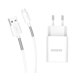 Telefon töltő: Dudao A3eu - fehér hálózati gyors töltőfej (QC3.0), 2.4A + USB / Micro USB kábel (1m)-1