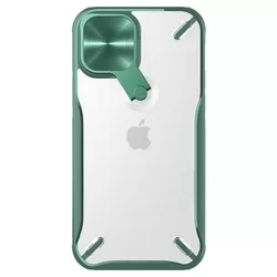 Telefontok iPhone 12 Pro - Nillkin Cyclops - áttetsző kemény hátlaptok, zöld szilikon kerettel, kitámasztható kamerafedéllel-2