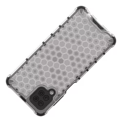 Telefontok Samsung Galaxy A12 - Hexagon mintás ütésálló áttetsző műanyag tok, szilikon peremmel-1