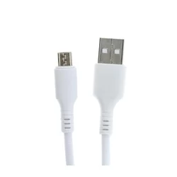 Kábel: Univerzális - fehér szövet MicroUSB / USB 2m kábel, 1A-1