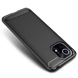 Telefontok Xiaomi Mi 11 5G - Carbon Fiber fekete szilikon tok-1