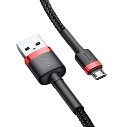 BASEUS Cafule - USB / MicroUSB fekete szövet adatkábel 1,5A, 2m -1