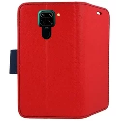 Telefontok Xiaomi Redmi Note 9 / Xiaomi Redmi 10X 4G - Fancy piros-kék mágneses szilikon keretes könyvtok-1