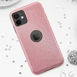 Telefontok iPhone 12 - Pink Shiny tok (Apple logónál kivágással)-2