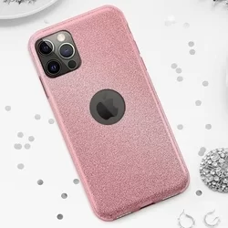 Telefontok iPhone 12 Pro - Pink Shiny tok (Apple logónál kivágással)-2