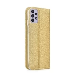 Telefontok Samsung Galaxy A32 5G - arany Shiny mágneses szilikon keretes könyvtok-1