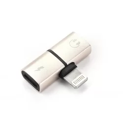 Adapter: Audio + Töltő (Lightning) adapter iPhone készülékekhez, arany-2