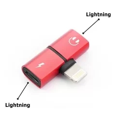 Adapter: Audio + Töltő (Lightning) adapter iPhone készülékekhez, piros-1