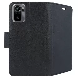 Telefontok Xiaomi Redmi Note 10 - Fancy fekete mágneses szilikon keretes könyvtok-1