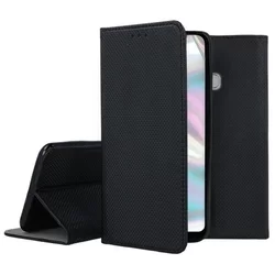 Telefontok Samsung Galaxy A70e - fekete mágneses szilikon keretes könyvtok-1