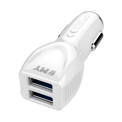 Autós töltő EMY My-112S - fehér szivartöltőfej 2,4A + fehér USB / MicroUSB kábel-2