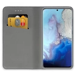 Telefontok Samsung Galaxy S20 - kék mágneses szilikon keretes könyvtok-1