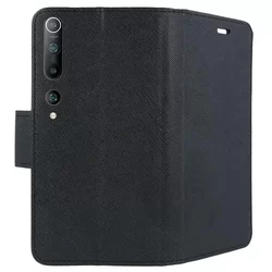 Telefontok Xiaomi Mi 10 - FANCY fekete szilikon keretes könyvtok-2