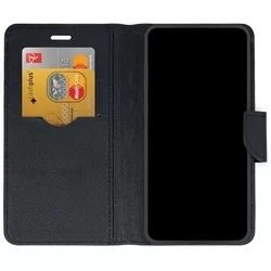 Telefontok Xiaomi Redmi Note 7 - Fancy fekete mágneses szilikon keretes könyvtok-1
