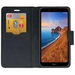 Telefontok Xiaomi Redmi 7A - FANCY fekete szilikon keretes könyvtok-1