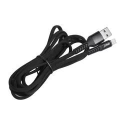 Kábel: UNIQ - fekete szövet lightning / USB gyorstöltő 2m kábel, 2,1A-1