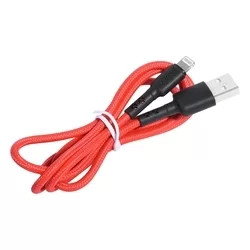 Kábel: UNIQ - piros szövet lightning / USB gyorstöltő 1m kábel, 2,1A-2