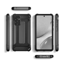 Telefontok Samsung Galaxy A72 / A72 5G - Forcell Defender II fekete ütésálló hátlap tok-3