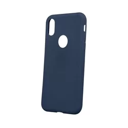 Telefontok iPhone X / XS - Matt kék szilikon tok (Apple logónál kivágással)-1