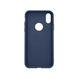 Telefontok iPhone X / XS - Matt kék szilikon tok (Apple logónál kivágással)-3