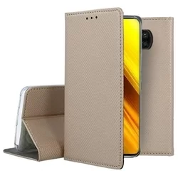 Telefontok Xiaomi Poco X3 NFC / Poco X3 Pro - arany mágneses szilikon keretes könyvtok-3