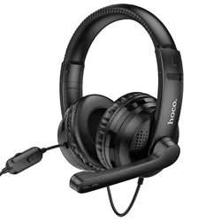 Headset: HOCO W103 - fekete fejhallgató mikrofonnal (vezetékes: audió jack+ audio jack adapter)-3
