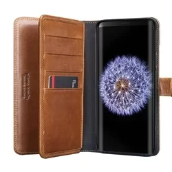 Telefontok Pierre Cardin Kihajtható Valódi Bőr Tok Galaxy S9 Plus - Barna -1