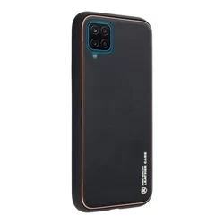 Telefontok Samsung Galaxy A12 - Forcell műbőr hátlap tok, fekete-1