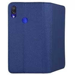 Telefontok Xiaomi Redmi Note 7 - kék mágneses szilikon keretes könyvtok-1