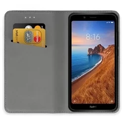Telefontok Xiaomi Redmi 7A - fekete mágneses szilikon keretes könyvtok-2