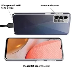 Telefontok Samsung Galaxy A32 4G / LTE - átlátszó szilikon előlap + plexi hátlapi tok 360°-1