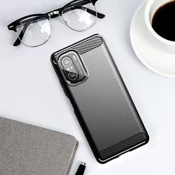 Telefontok Xiaomi Poco F3 / Xiaomi Mi 11i - Carbon Fiber fekete szilikon tok-4