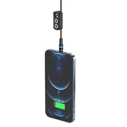 Töltő: HOCO U98 - 3in1 USB fekete szövetkábel, cserélhető mágneses Type-C/MicroUSB/Lightning fejekkel,2,4A-2