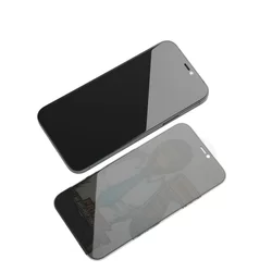 Üvegfólia iPhone 12 Pro Max - 3D Mr. Monkey betekintésvédő üvegfólia fekete kerettel-3
